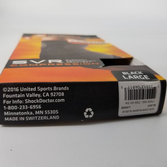 Shock Dr Elbow SVR Support Compression Sleeve L 10.25" - 11.25" Black Swiss NEW - Picture 10 of 10